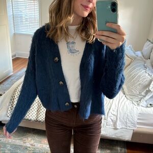 Madewell Fuzzy V Neck Cardigan